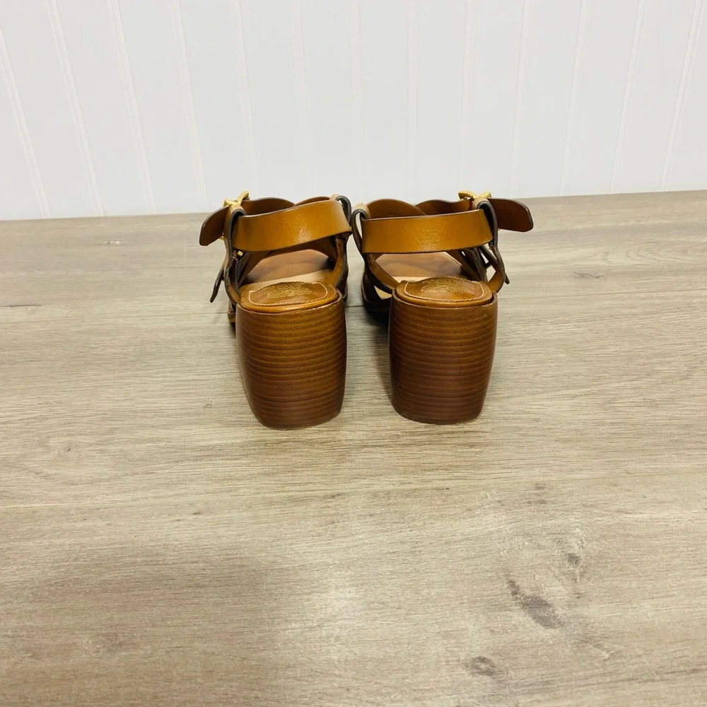 Used women Vince Camuto Penina Tailored Leather Heeled Sandal size 6.5 no box - Picture 5 of 9